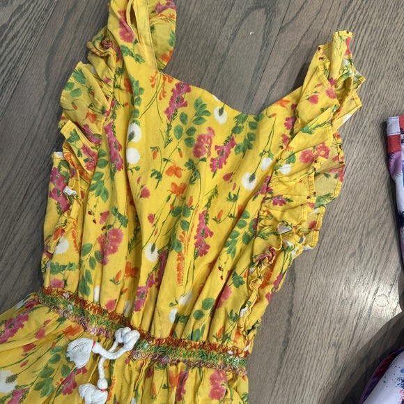 2 Girls's Peek & All In Motion size 8, Yellow Ruffle Floral & Purple Rompers - Picture 5 of 9